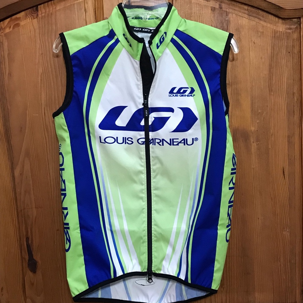 Louis Garneau Green and Blue Cycling Wind Vest Amazing!!! Mint!
